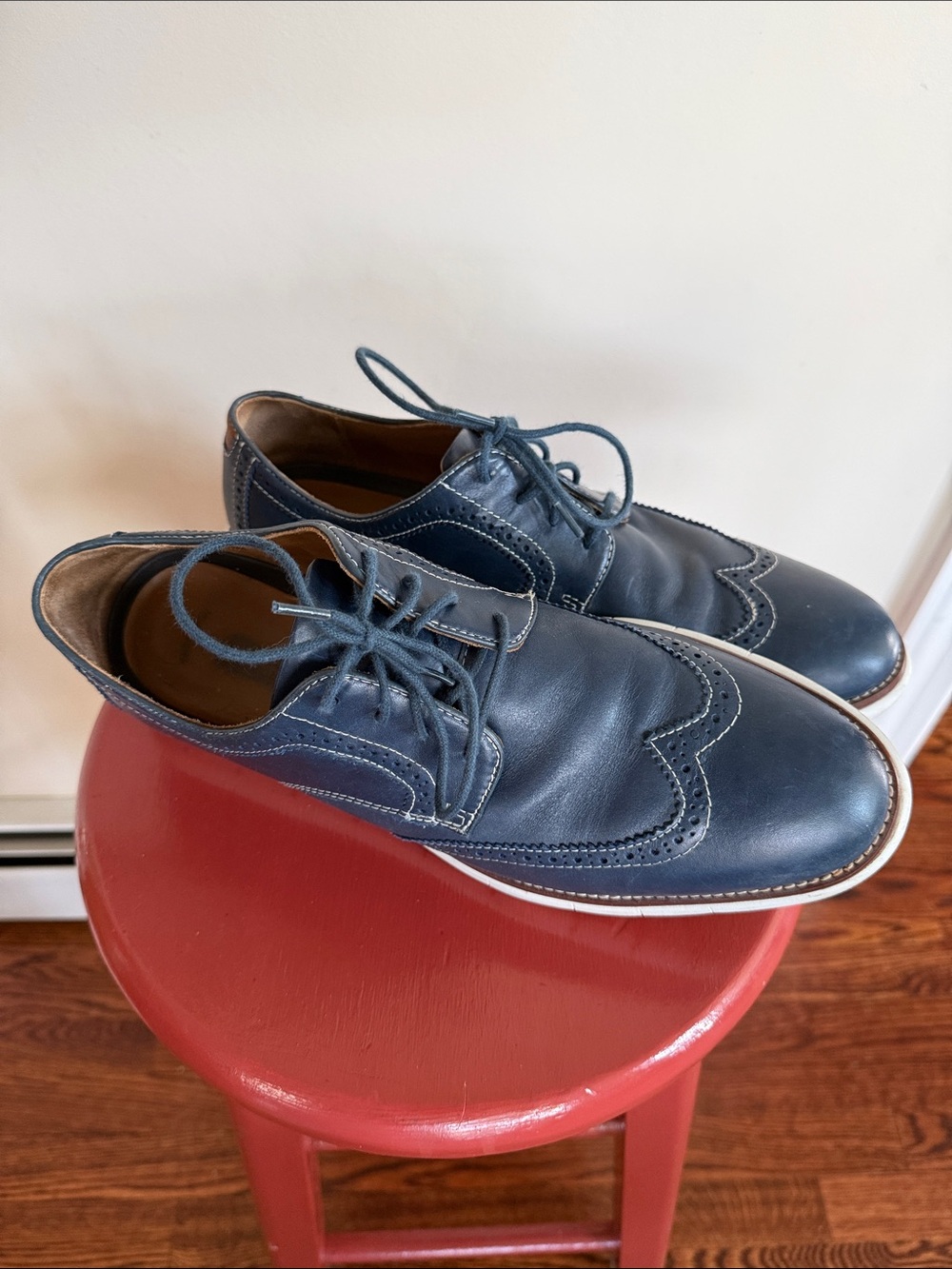 Johnston & Murphy Navy Blue Wingtip Derby Shoes